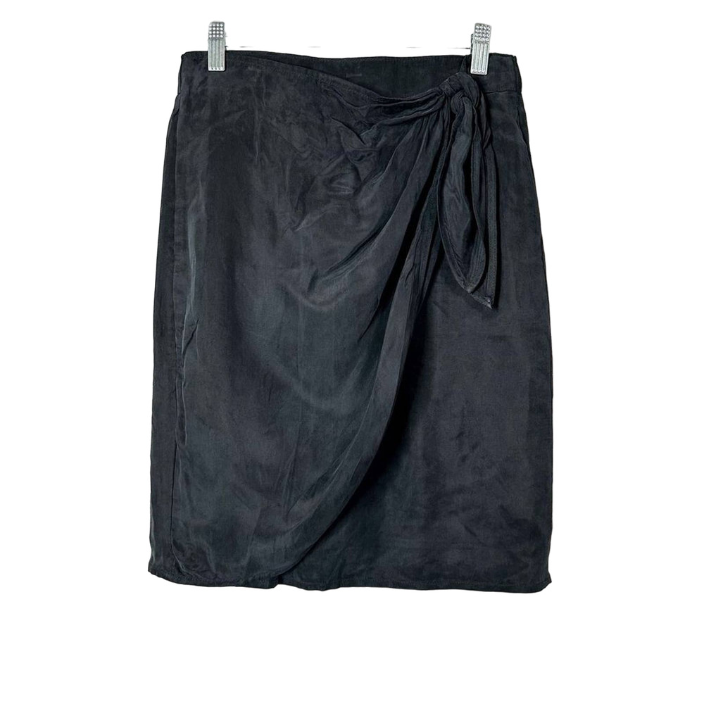 J. Crew Women's Knot Side Lined Asymmetrical Hem Wrap Mini Skirt Black Size 0